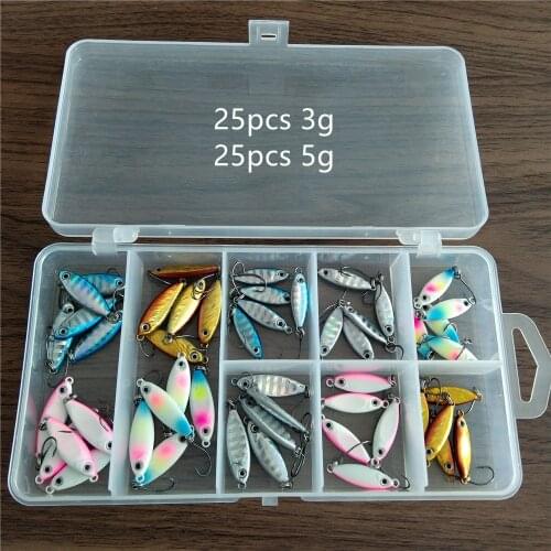 50pcs 3g 5g Micro Metal Jig Shore Casting Jigging Spoon Lead Sea Cast Fishing Lure Artificial Bait Tackle