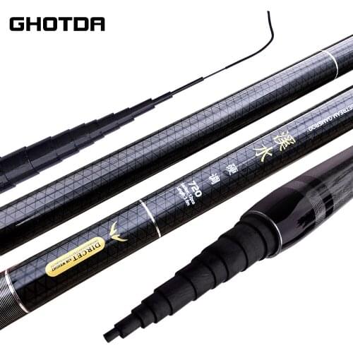 GHOTDA Carbon Fiber Telescopic Fishing Rod Ultra-light Stream Hand Pole Carp Feeder Fishing Pole Tenkara 3.6-7.2m