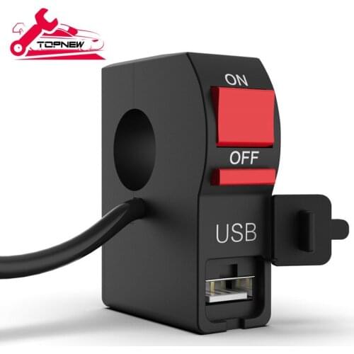 22mm 7/8" Universal Motorcycle Starter Kill Push Button Switch With USB Charger For Yamaha ATV 4 Wire Connectors