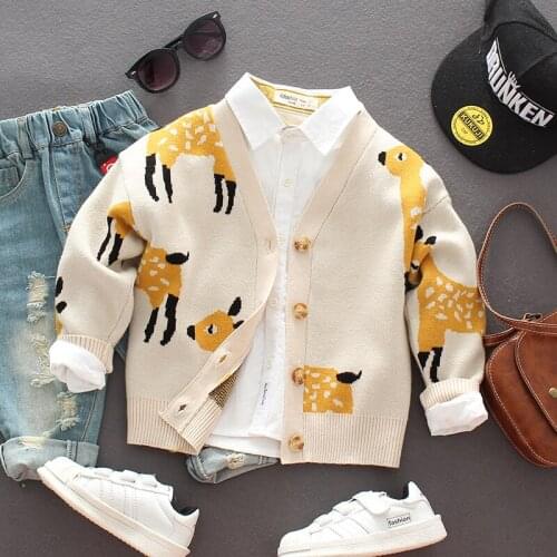 Kids Sweater Tops Children Boy Autumn Winter Knitted Cardigan Sweater Coat New Toddler Jacket Outerwear Clothes