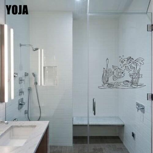 YOJA 20x28.9CM Small Fish Bathroom Shower Glass Decal Season Home Decoration Wall Stickers G2-0277