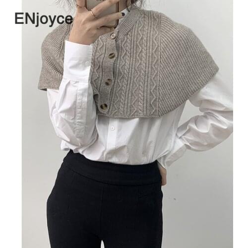Woman Shawl 2021 Spring Cashmere Knitted Sweater Cloak Women Single Breasted Shawl Coat Luxury Scarves Round Neck New Designer