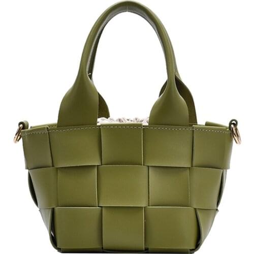 Women Handbag Woven Shell Design PU Leather Luxury Tote Bags For Women New Crossbody Bag Lady Weave Hand Bucket Bags Bolso Sac
