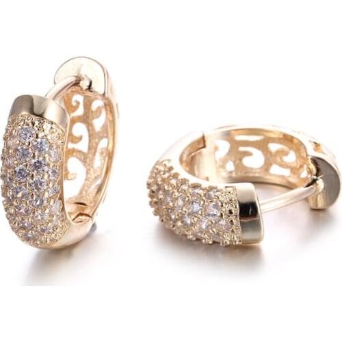 Punk style gold color hoop earrings for women party witn AAA cubic zircon Individuality fashion jewelry for female CCE022