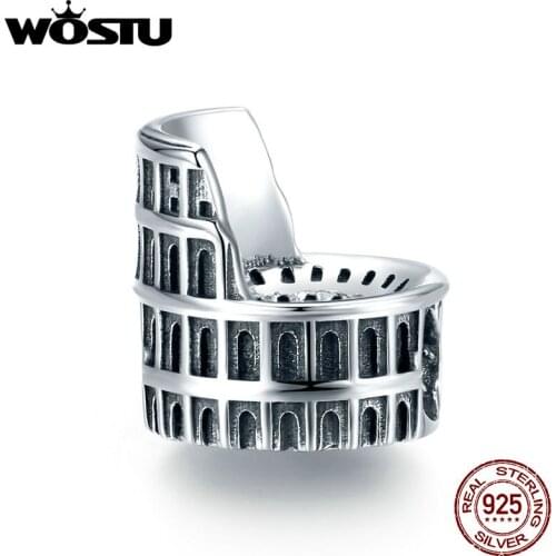 WOSTU 925 Sterling Silver Colosseum DIY fine beads Fit Original Charm Bracelet Jewelry making