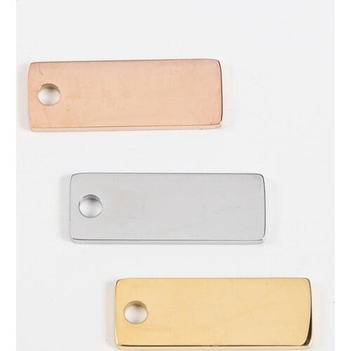 10pcs/Lot Mirror Polish Stainless Steel 8*22mm Rectangle Blank Bar Small Charms Pendants For DIY Making Necklace Chain