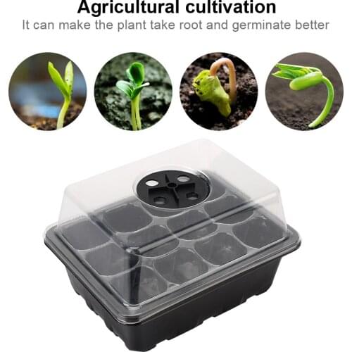 19x11x14 cm Home Garden Tools With Transparent Lids Box Flower Pot Seeds Nursery Pots Tray Seedling Tray Sprout Plate 12-Cells