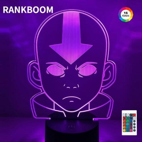 3D Anime Acrylic Led Night Light Avatar The Last Airbender for Kids Bedroom Decor Nightlight The Legend of Aang Figure Desk Lamp