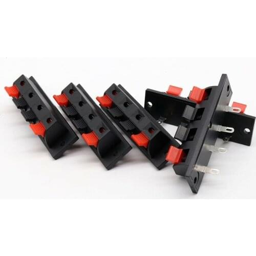 5x 4 Positions Push In Jack Spring Load Audio Speaker Terminals Panel Connector