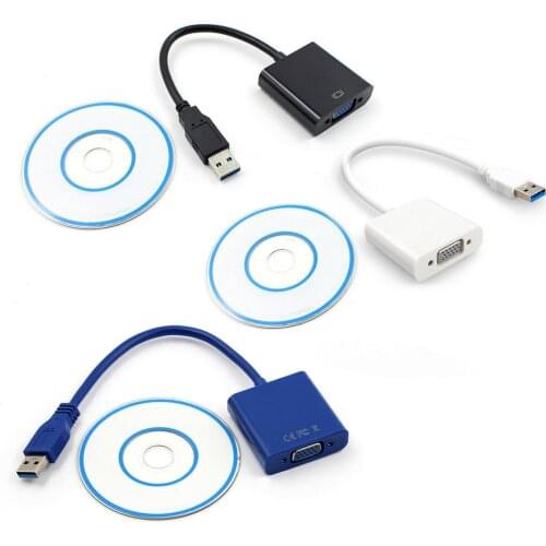 USB 2.0 3.0 To VGA Adapter 1920x1080p Multi-Display Video Graphic Card External Cable Converter Cord For Computer Window 7 8 10