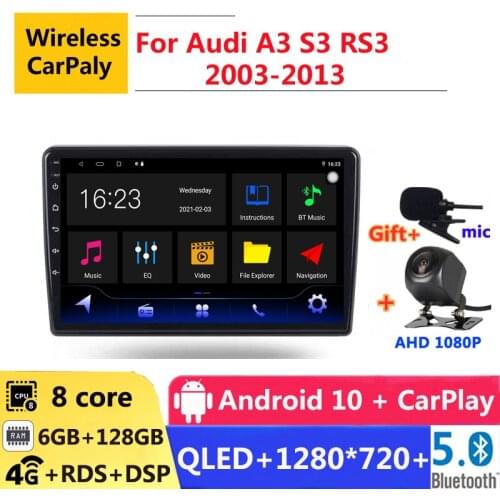 6G RAM 2 din android 10 car radio auto stereo for Audi A3 2 8P 2003 - 2013 S3 RS3 1 2011 navigation GPS DVD Multimedia Player