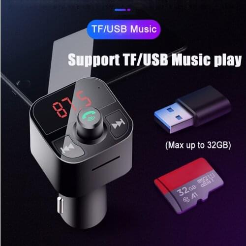JINSERTA Bluetooth 5.0 In Car MP3 Player FM Transmitte Bluetooth Audio Adapter TF USB Flash music Dual USB Charger