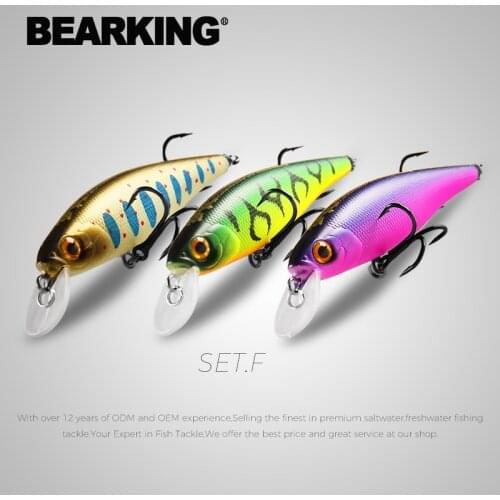BEARKING Squad Minnow 3pcs per set 95mm 14.8g 65mm 6g Wobbler Fishing Lures Artificial Hard Bait Depth 0.9-1.5m jerkbaits Bass