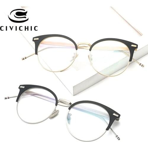 CIVICHIC Hot Fashion Lady Flat Glasses Brand Designer Striped Legs Goggles Optical Frame Eyewear Clear Lens Oculos with Box E292
