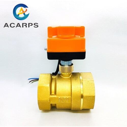 2" Brass Motorized Ball Valve 3-Wire 2-Way Control Electric Ball Valve with Manual switch