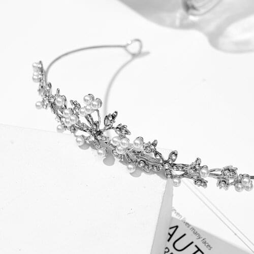 European and American Bride Pearl Crown Headband Diamond Hair Accessories Princess Birthday Crown Wedding Headdress Wholesale