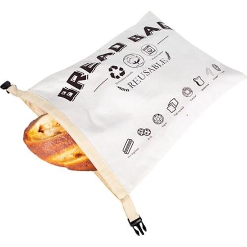 Food Bags Kitchen Organization Cotton Bread Bag Reusable Linen Food Storage Bread Bag For Loaf And Baguette Bakery Supplies