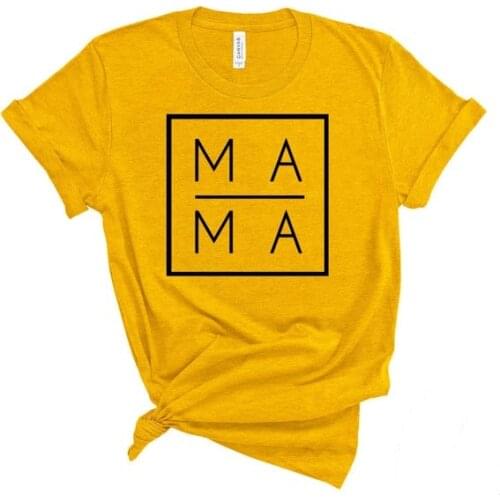 MAMA Gift for mother Mom Shirt Fashion Square pattern Graphic Short Sleeve Top Tees 100% Cotton O Neck 2021 Harajuku Mom Female