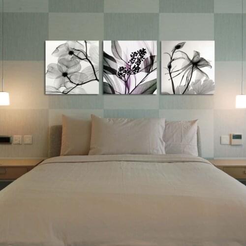 Art Black&White abstract Flowers Print Classic Canvas Printings Romantic Three Picture Home Decor Wall Painting Canvas Artworks