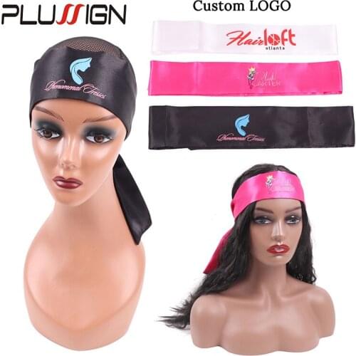 Diy Custom Logo Satin Edge Scarves Laying Scarf Wrap For Wigs 6*100Cm Soft Silk Headband Gray Hair Wig Band For Edges