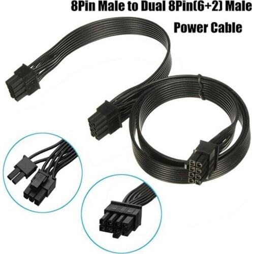 80cm PCI Express 8pin To Dual 6+2Pin Power Supply Cable PCIE 8 Pin 1 To 2 Spliter Power Graphics Module Cable Cable 1PC