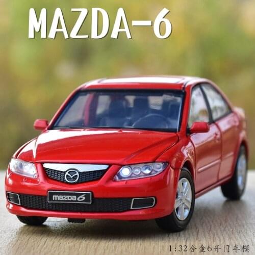 1:32 Mazda 6 Classic Alloy Car Model Steering Shock Absorber Can Turn On Lighting Simulation Car Model Collection Ornaments Gift