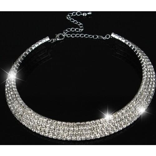 2017 Hot Sale Limited Collier Collares Maxi Necklace Wedding Bridal Jewelry 1 2 3 4 5 Row Crystal Rhinestone Choker Necklaces