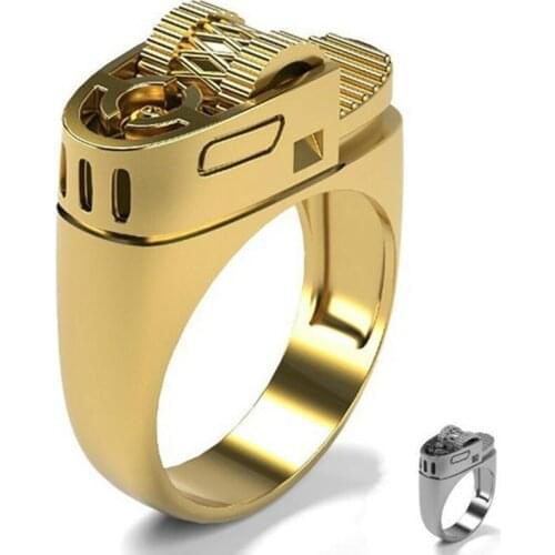 Fashion Hip-hop Punk Gothic Lighter Rings Biker Silver Polishing Silver Plated Men Ring Cigarette Lighter Cool Ring Multi Size