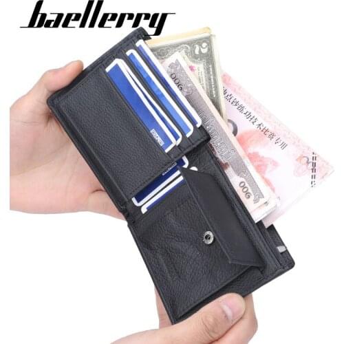 Baellerry Real Leather Mens Wallet Fashion Male Coin Purse Small Card Holder Vintage Men Wallet Luxury Wallet Short Money Purse