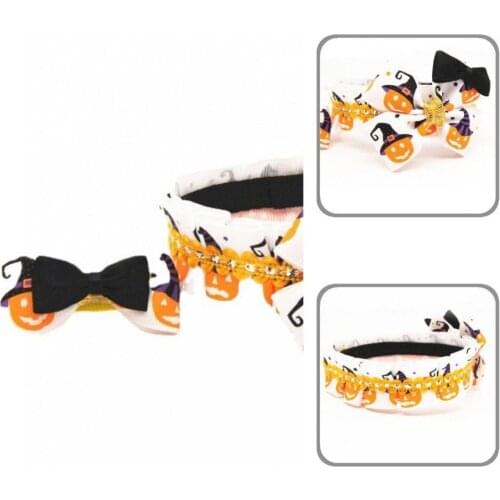 Novel Halloween Supplies Males Female Cats Pumpkin Cat Collar Set for Family