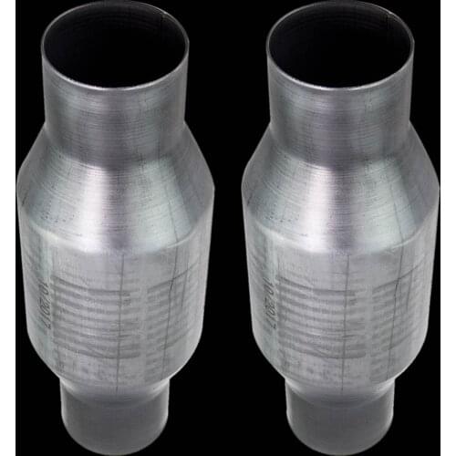 One Pair of 2.5" Universal Catalytic Converter High Flow 410250 Replaces Parts, Durable Premium