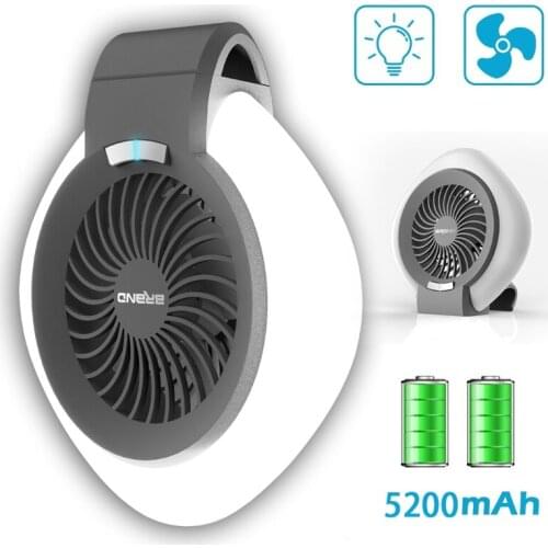 USB Rechargeable Camping Lantern with 18650mAh Battery, Clip-On Tent Fan w/ Hanging Hook , A Must Have Camping Tool