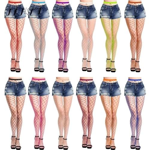 Sexy Mesh Tight Fishnet Pantyhose Women Black Slim Net Tight Lace Top Garter Belt Thigh Stockings Party Club