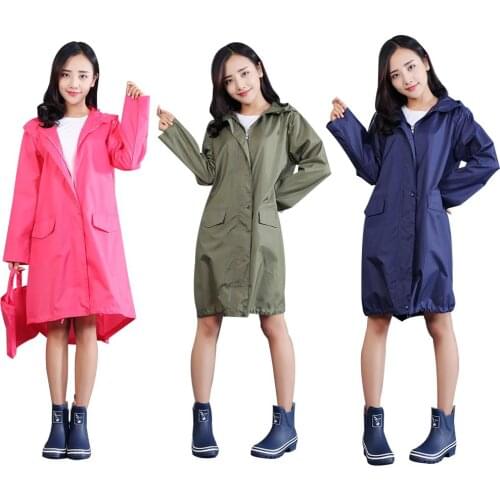 Women Solid Color Long Sleeve Hooded Raincoat Windproof Jacket Poncho Handbag женский тренч 2020 Plus Size