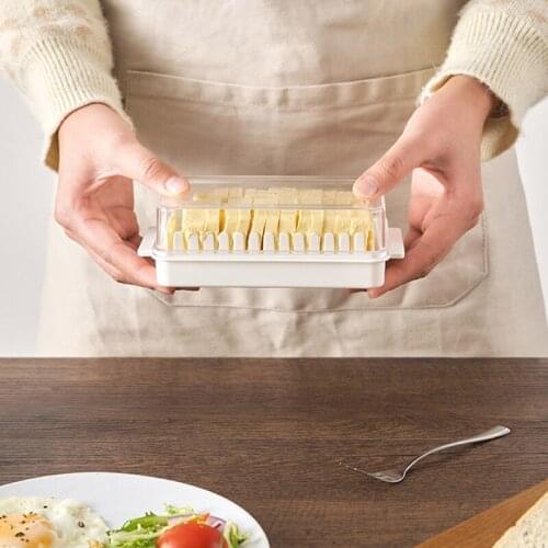 YYSD Plastic Butter Cutting Storage Box Transparent Cheese Cutter Slicer Keeper Tray Container with Lid Kitchen Food Cooking