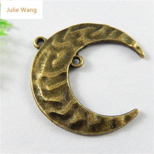Julie Wang 10PCS Crescent Moon Charms Retro Antique Bronze Suspension Pendant Jewelry Finding Necklace Bracelet Accessory