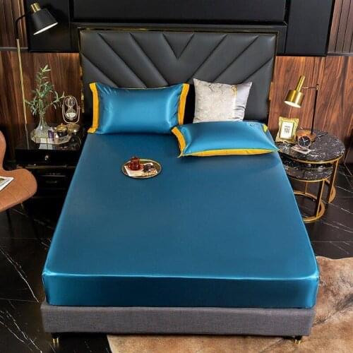 Cold Feeling Ice Silk Bed Sheet Bedding Set With Pillowcase Bed Linen Sheet Single Full Queen King Size Quilt Covers Bedclothes