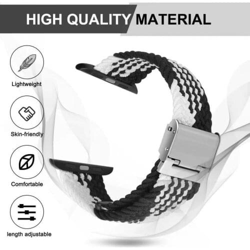 Watchband For Apple Watch Braided Nylon + Metal 38mm/40mm 42mm/44mm Bracelets Suitable For Apple 1/2/3/4/5/6/SE Series UTHAI A58