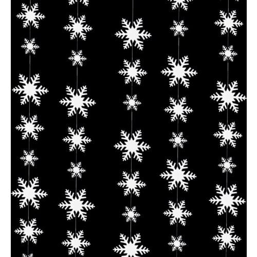 Merry Christmas Decoration Colorful Snowflake Hanging Banner Paper Garlands Bunting Christmas Party Ornaments