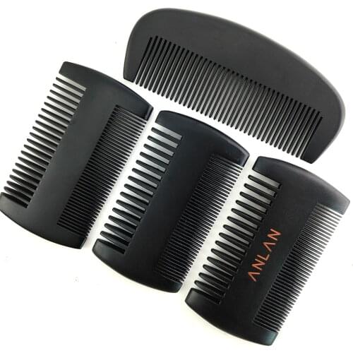 Fine & Coarse Tooth Black Beard Combs Wooden Hair Comb Custom LOGO Wood Comb For Men Hair Beard Care