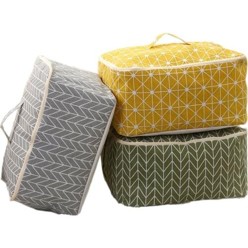 FullLove Brief Blanket Storage Bag for Travel Clothes Linen Dustproof Geometric Quilts Organizer Zip Lock Toys Bag Home Storage