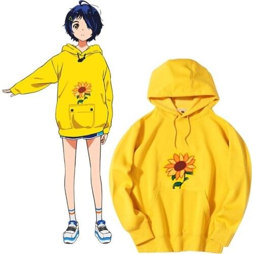 2021 Anime WONDER EGG PRIORITY Ohto Ai Hooded Sweatshirt Spring Autumn Hoodies Cosplay Fashion Casual Pullover Tops Yellow Coat