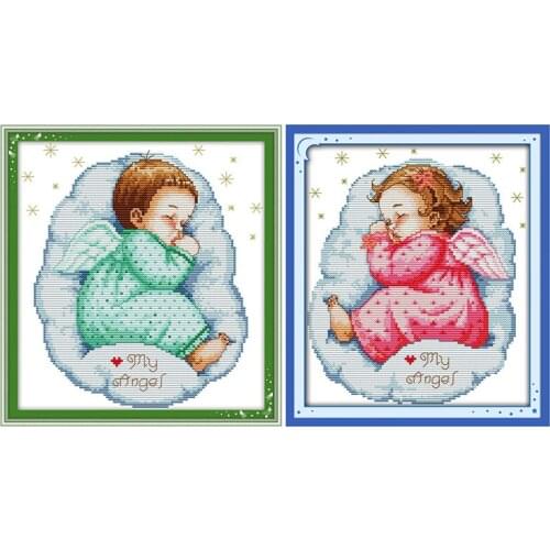 Everlasting Love Asleep Angel Baby Ecological Cotton Cross Stitch 11CT 14CT Stamped Printed DIY Gift Product Wedding Decoration