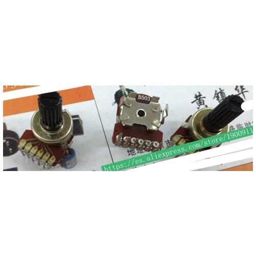 5pcs/lot Ying Jia 190 RK1212G vertical double potentiometer B503 B50K handle length 16MM flowers
