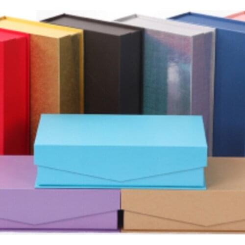 Magic closure Plain Paperboard Folding rigid box 9 colors available packaging hair wigs cosmetic gift box Event Props