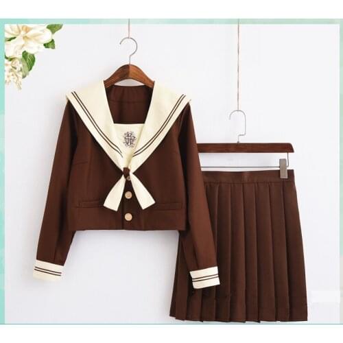 Japanese School Uniform For Girls Sailor Tops+Tie+Skirt Navy Style Students Clothes For Girl Plus size Lala Cheerleader clothing