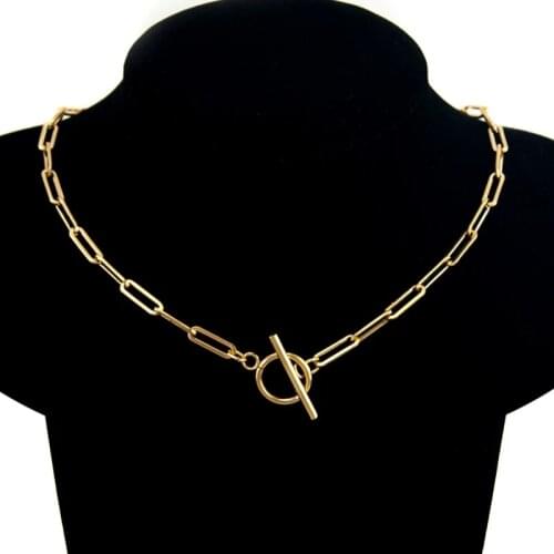 100% Stainless Steel Toggle Necklaces For Women Gold/Silver Color Metal Toggle Clasp Chain Choker Necklace Collar