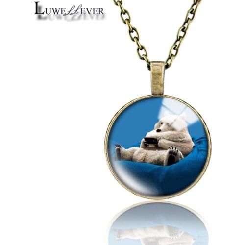 Animal Game Necklace 639 25mm Bronze 30mm Wood Rhinestone Double-sided Moon Round Glass Pendant For Women Gift