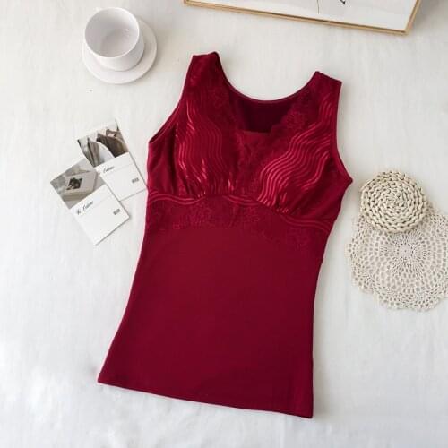 Winter Women Velvet Thermal Underwear Lace Vest Thick Female Corset Lingerie Thermal Warm 2019 Tank Top thermal underwear