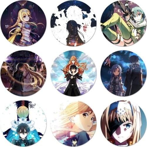 58mm Anime Sword Art Online Icons Pins Badge Decoration Brooches Metal Badges For Clothes Backpack Decoration
